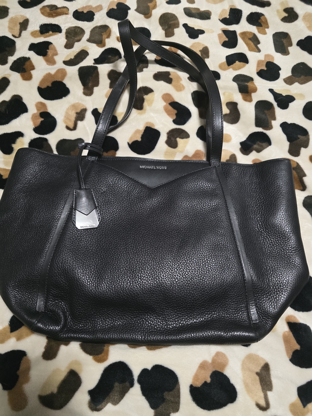 MICHAEL KORS Black Pebbled Leather Tote Bag